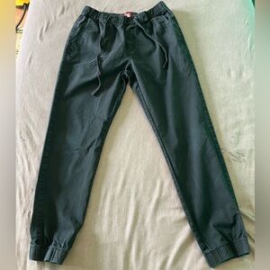 Men's Black Drawstring Joggers with Elastic Cuffs Size L/32